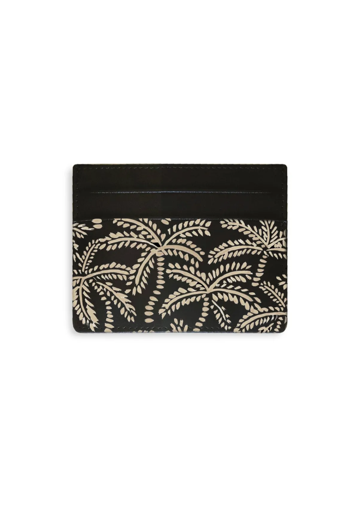 Shop Alepel Beige Abstract Palms Black Cardholder