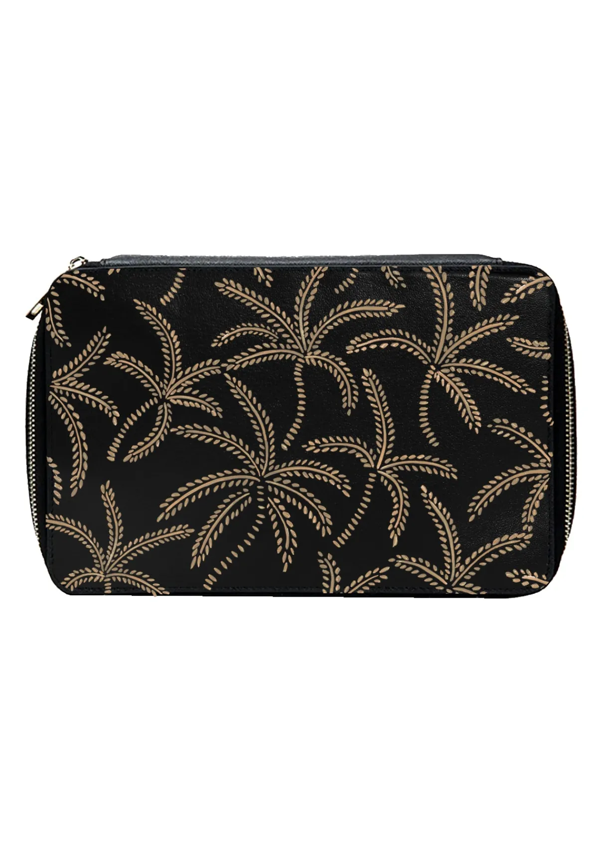 Cheap Alepel Beige Abstract Palms Black Pouch