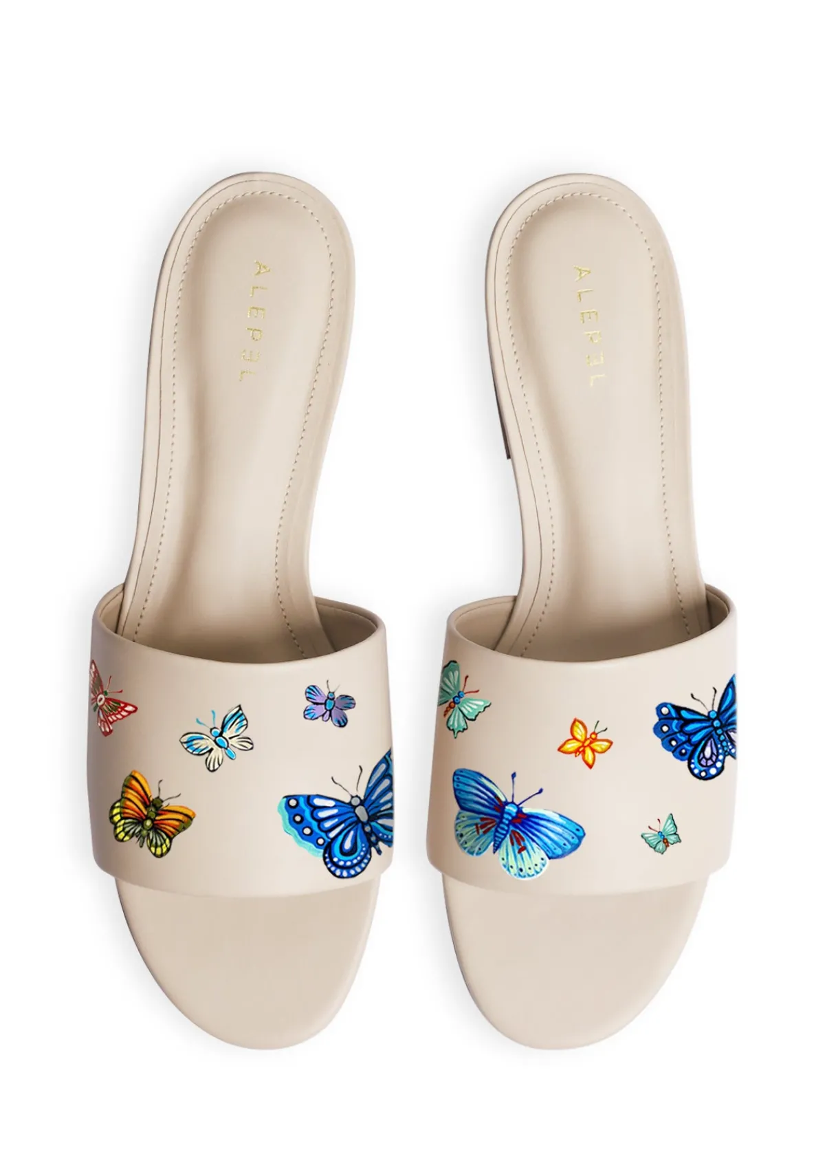 Cheap Alepel Butterflies Beige Slide