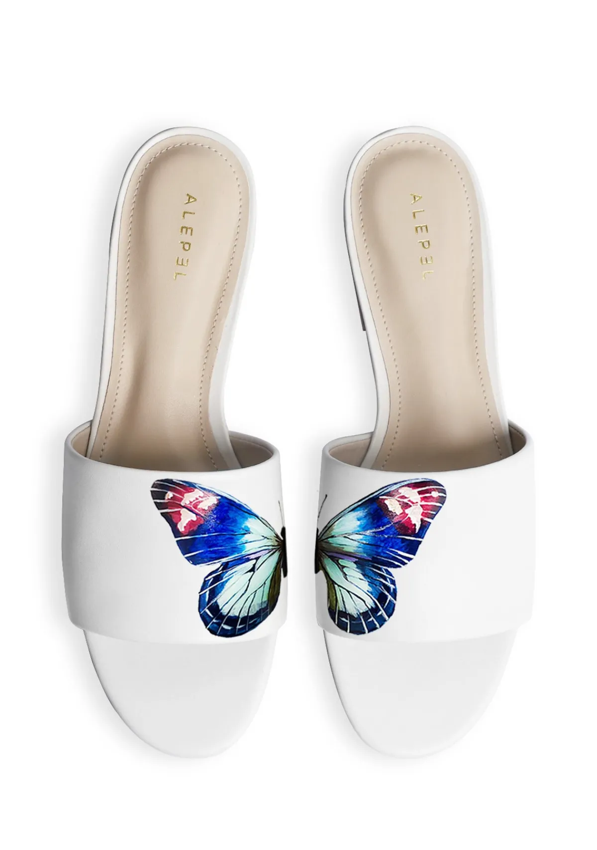 New Alepel Butterfly Wings White Slide