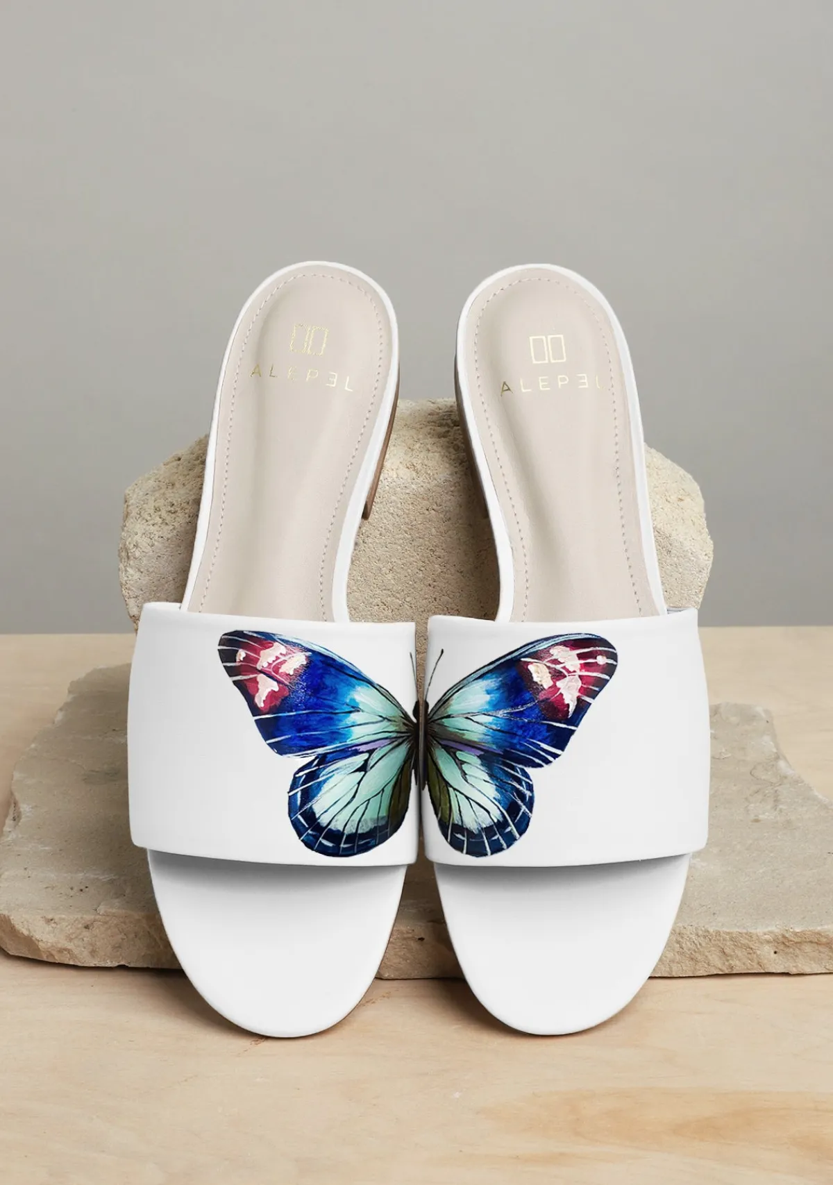 New Alepel Butterfly Wings White Slide