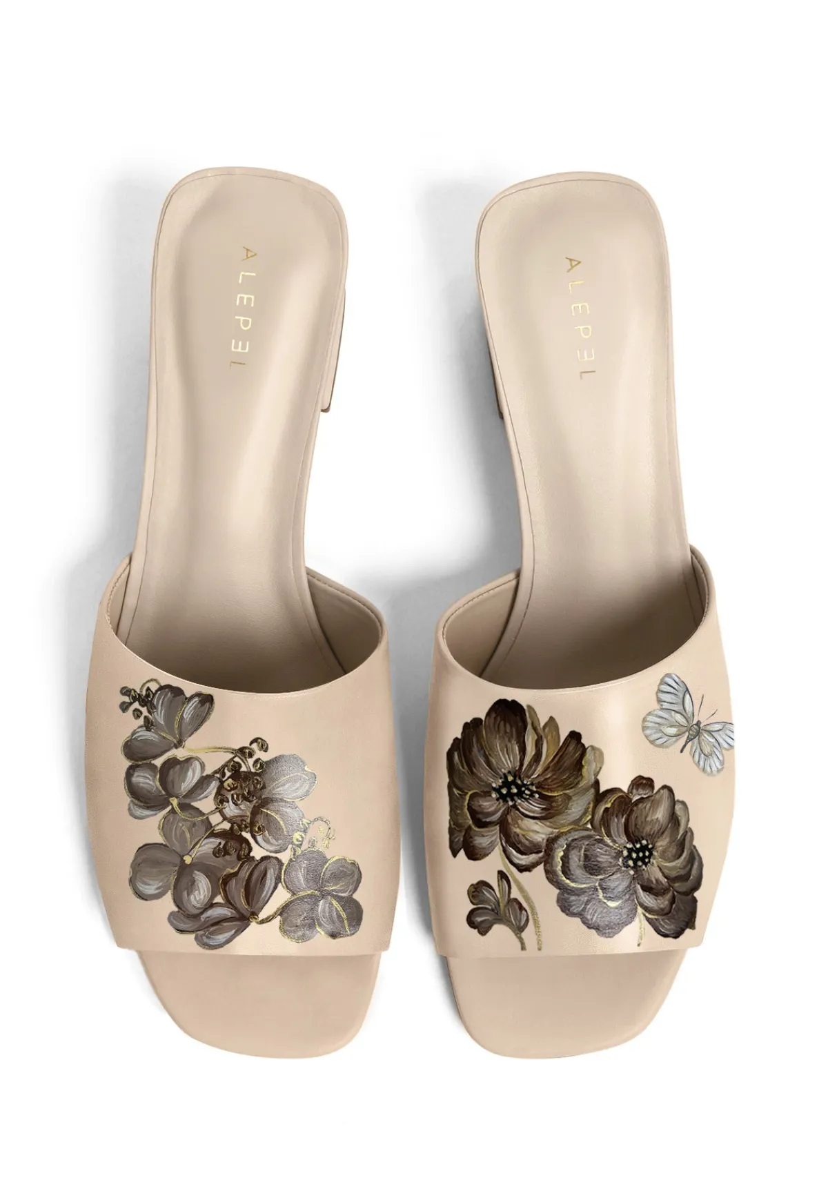 Flash Sale Alepel Coffee Flowers Beige Heel