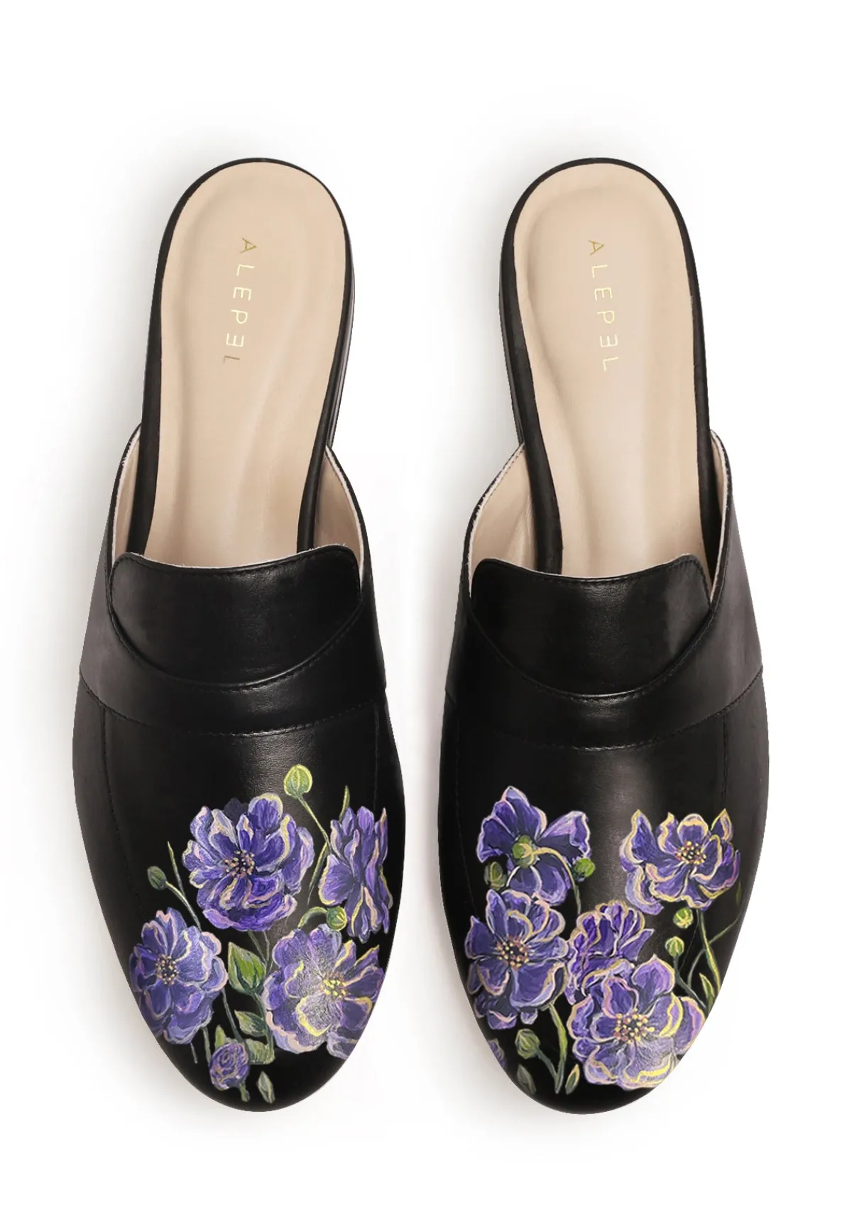 Best Sale Alepel Cosmos Flowers Black Mule