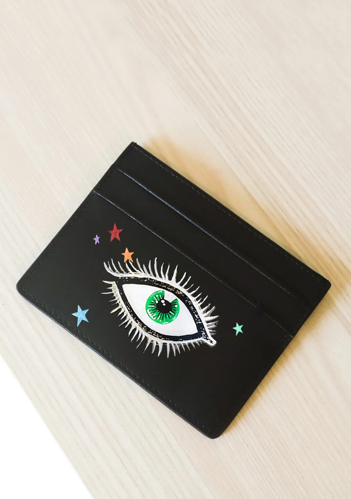 Sale Alepel Eyes and Stars Black Cardholder