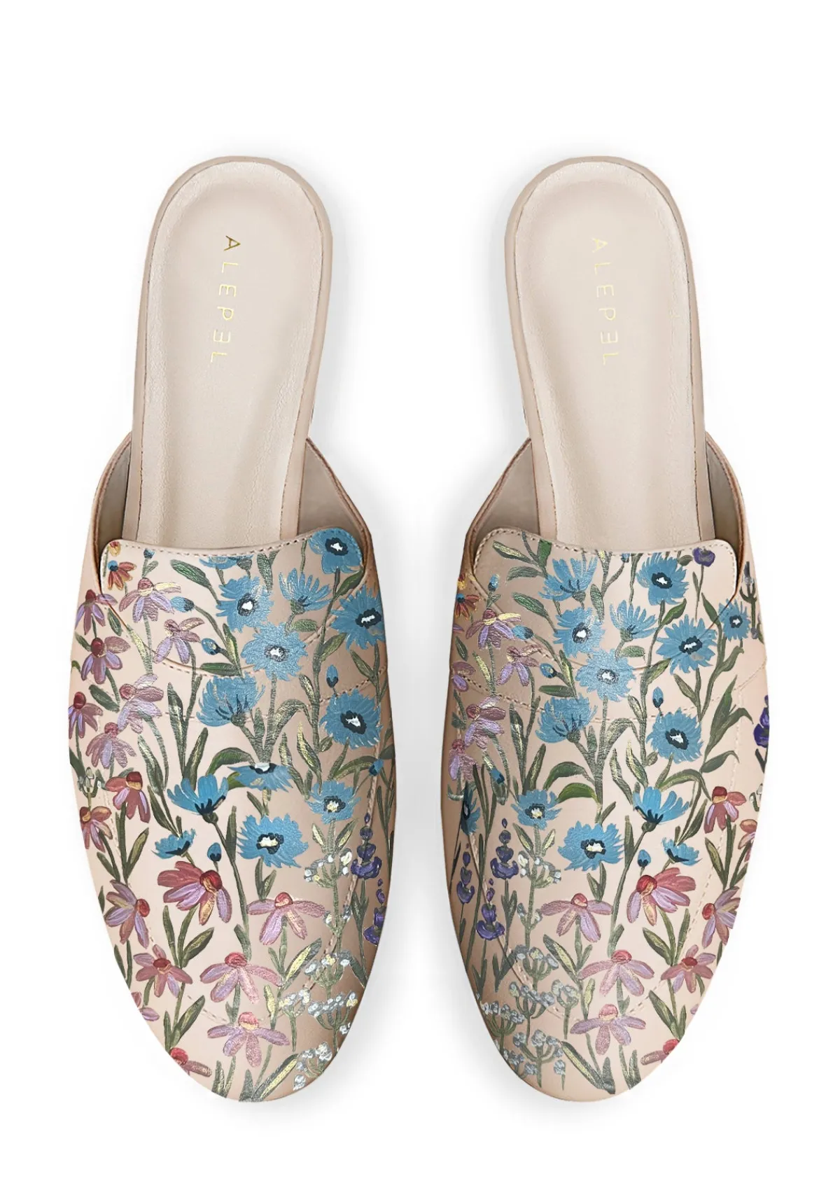 Sale Alepel Floral Print Beige Mule