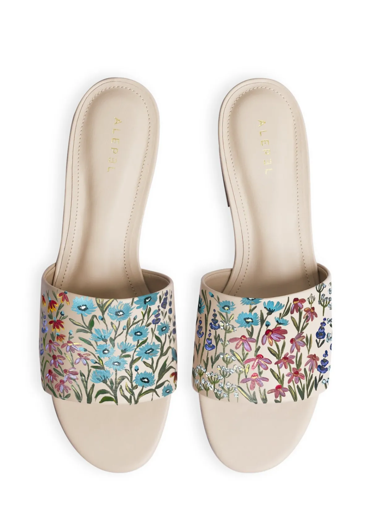 Shop Alepel Floral Print Beige Slide