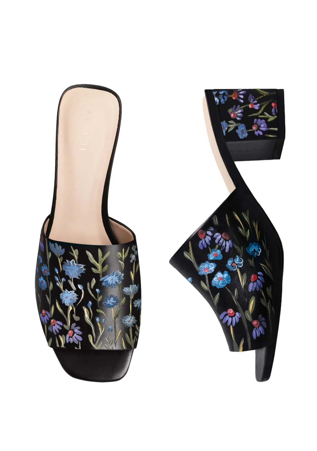 Online Alepel Floral Print Black Heel