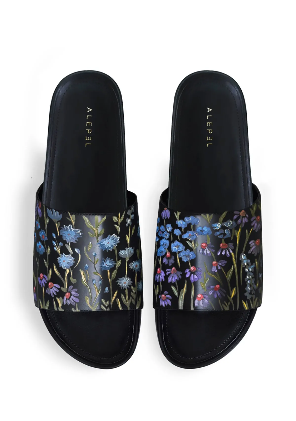 Cheap Alepel Floral Print Black Slip On