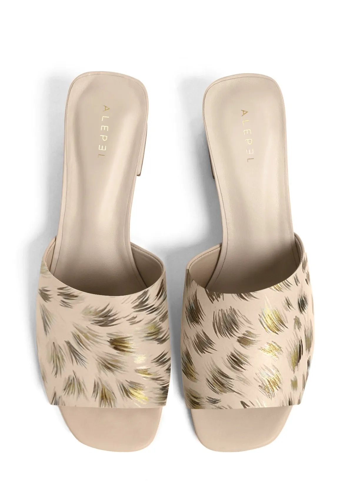 Store Alepel Gold Cheetah Beige Heel