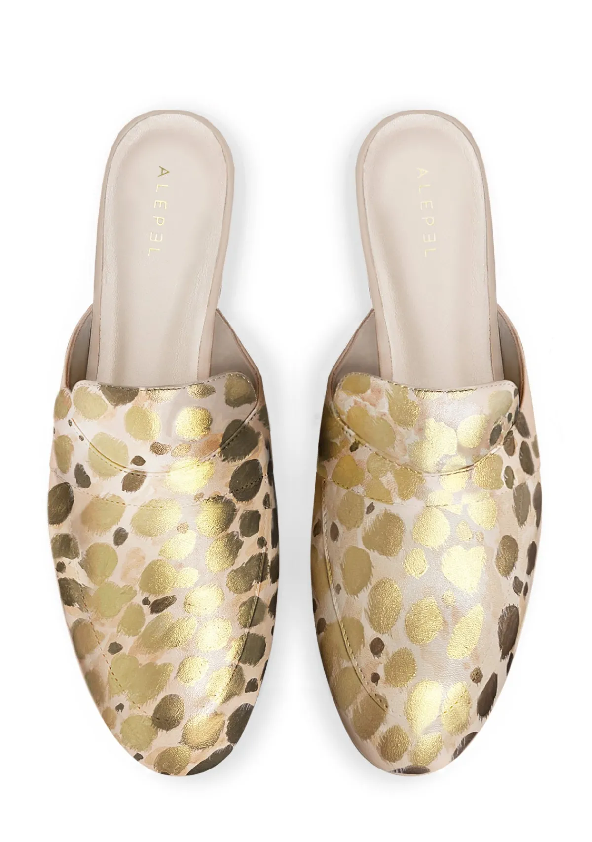 Discount Alepel Gold Cheetah Beige Mule