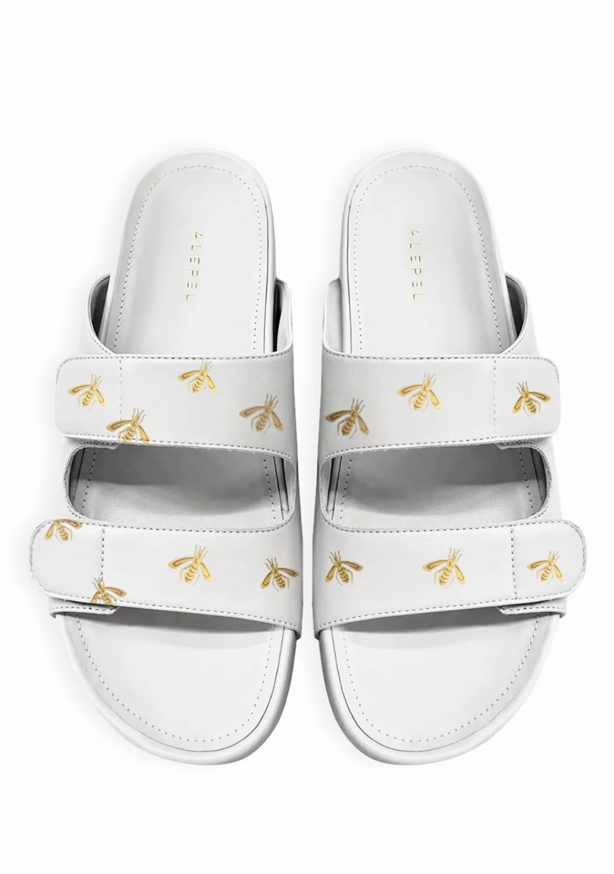 Flash Sale Alepel Gold Metallic Bees White Sandal