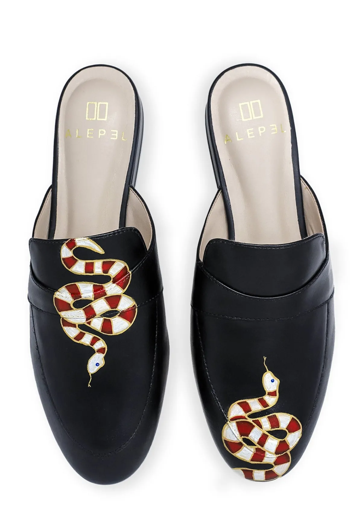 Hot Alepel Gold Snake Black Mule