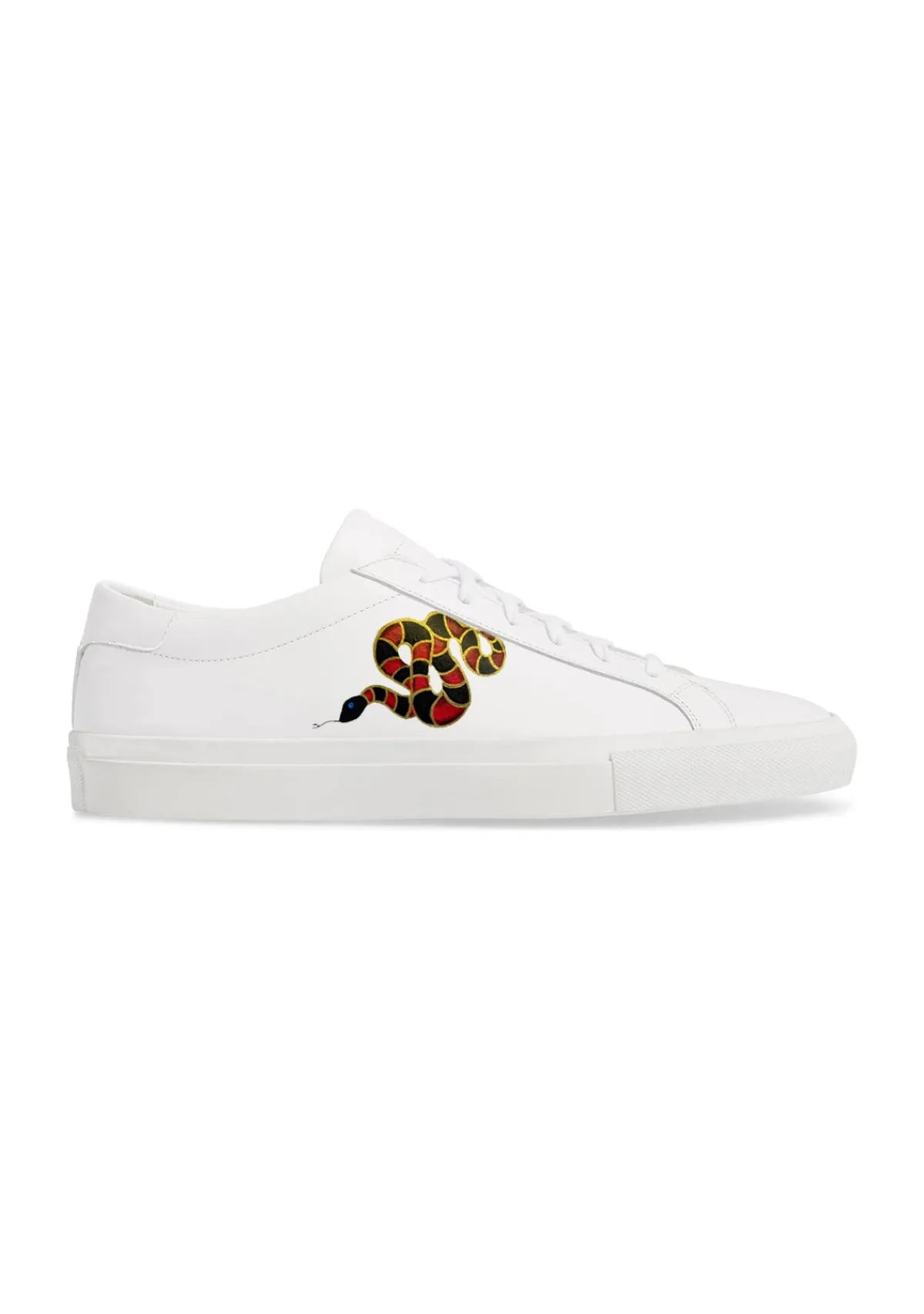 Flash Sale Alepel Gold Snake White Sneaker