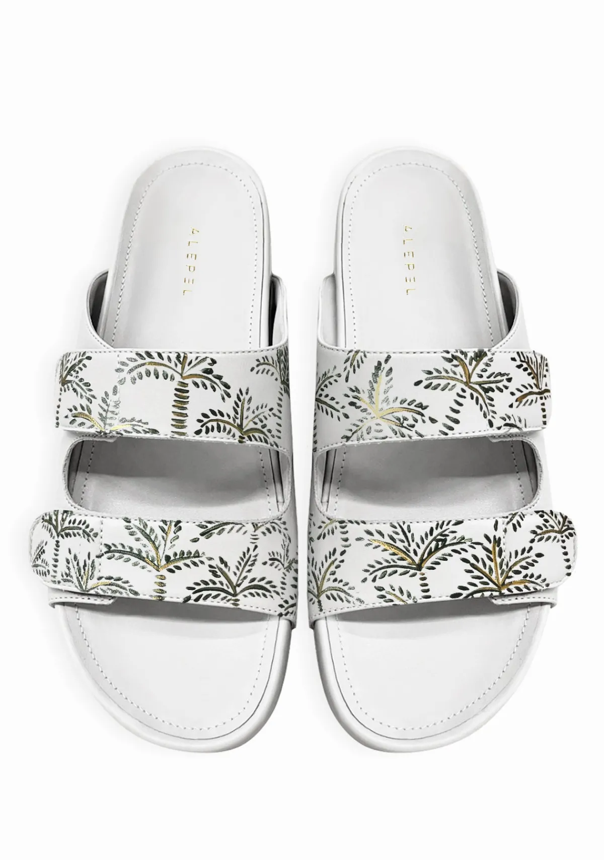 Best Alepel Green Abstract Palms White Sandal