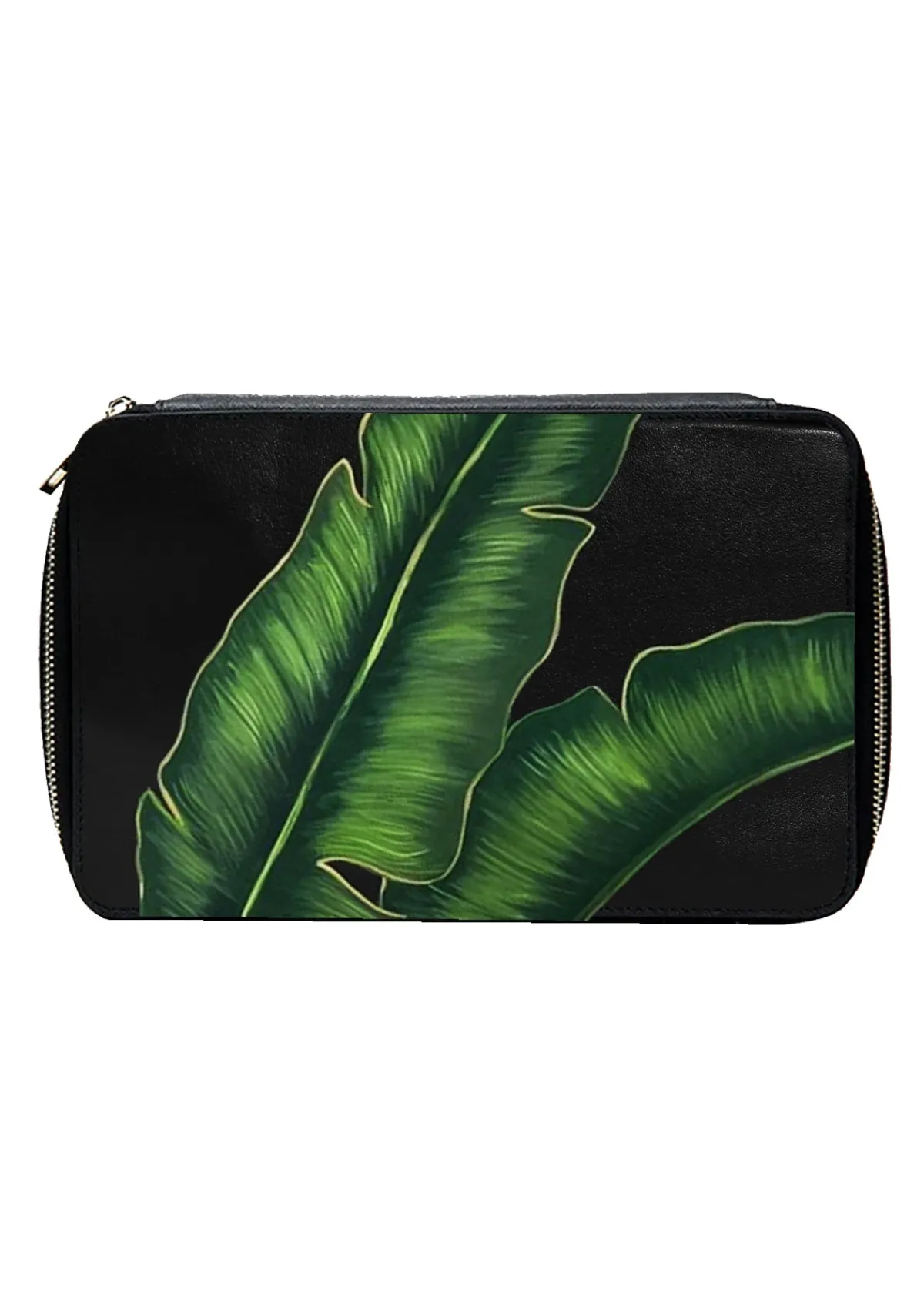 Discount Alepel Green Leaves Black Pouch