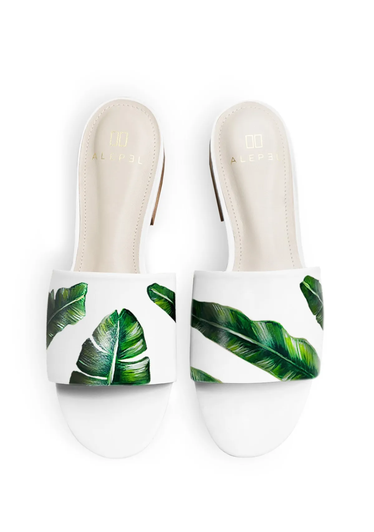 Clearance Alepel Green Palms White Slide