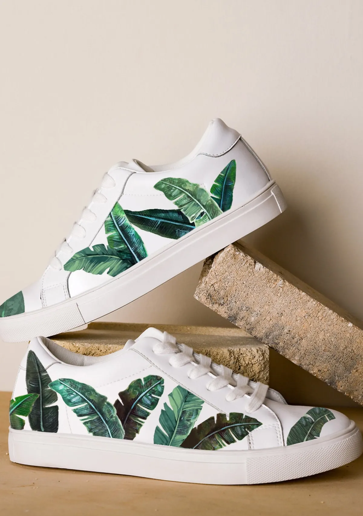 Cheap Alepel Green Palms White Sneaker