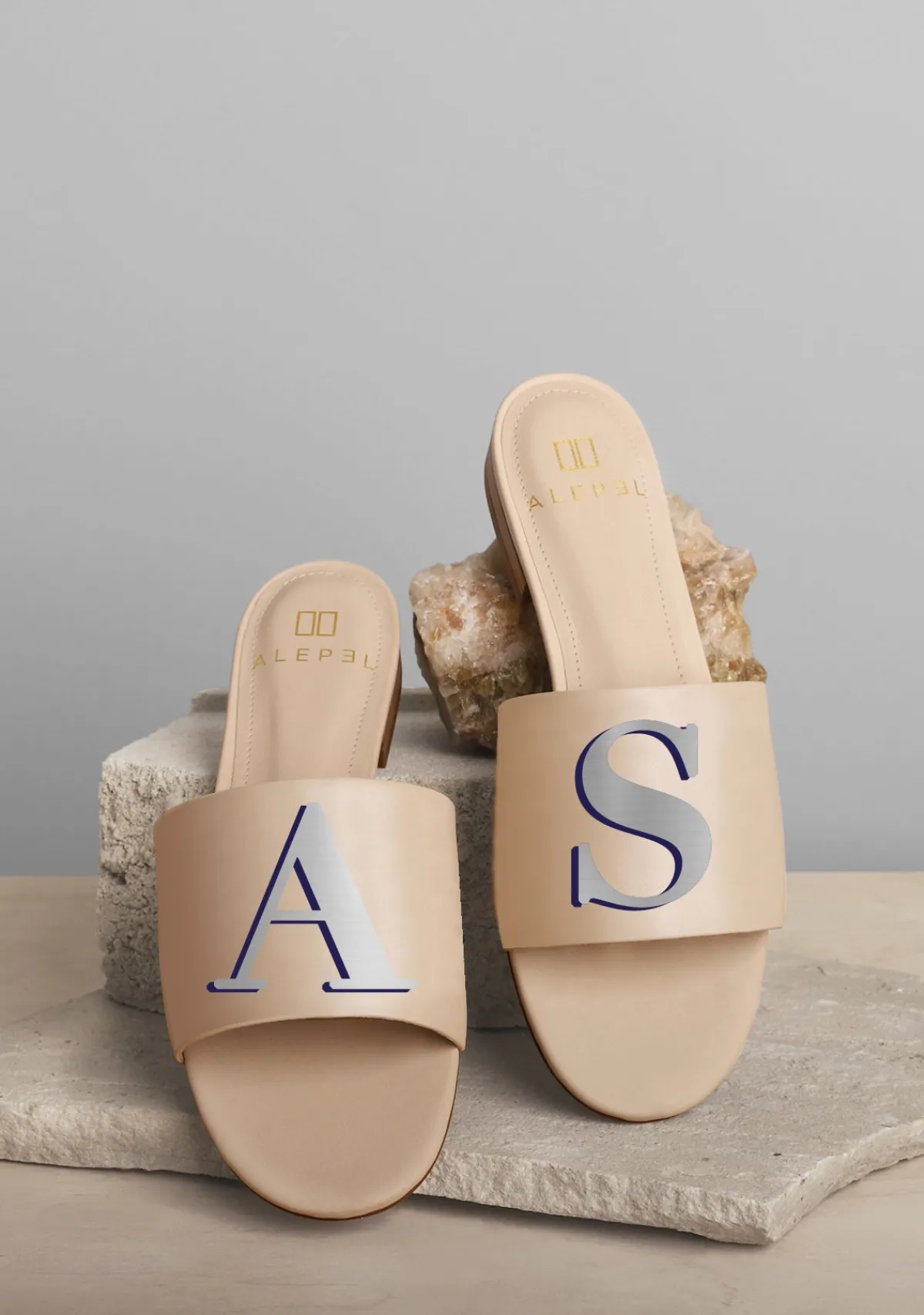 Shop Alepel Monogram Beige Slide