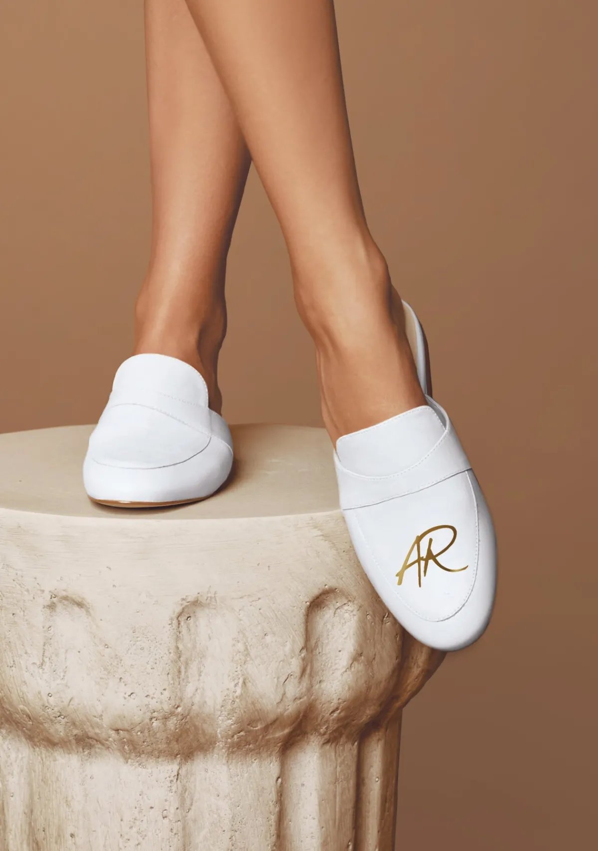 Store Alepel Monogram White Mule