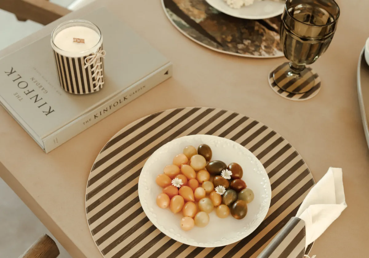 Hot Alepel Olive Placemat | Sunset Soiree by Lainy Hedaya