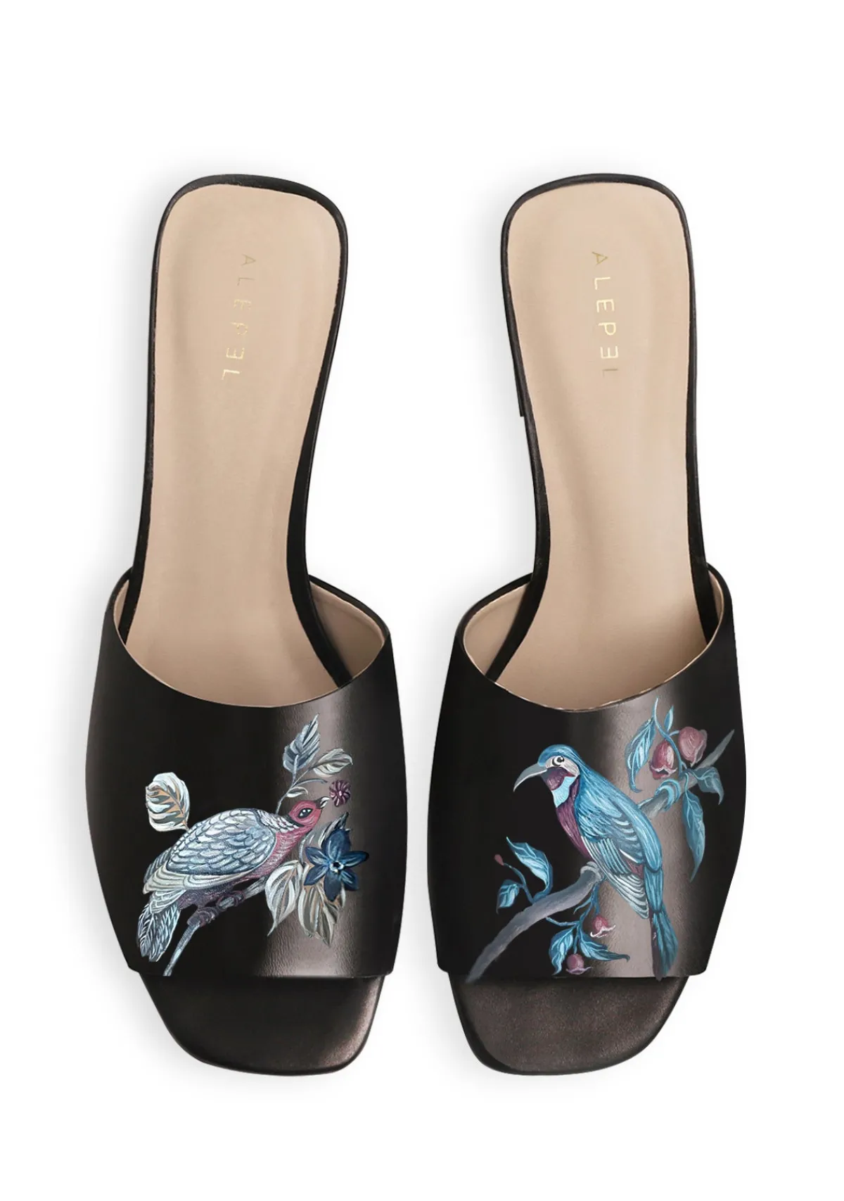 Store Alepel Plum Birds Black Heel