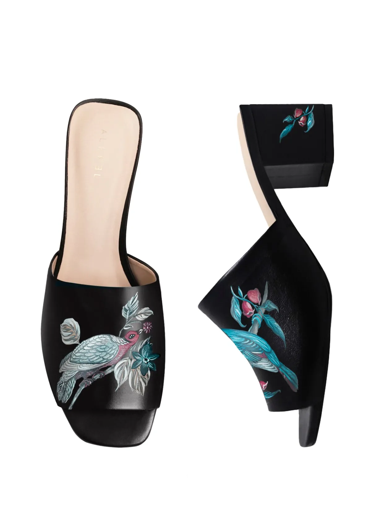 Store Alepel Plum Birds Black Heel