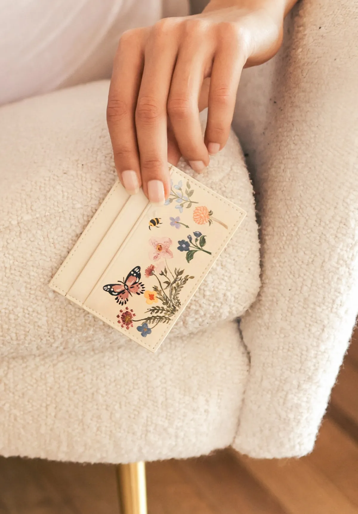 Online Alepel Pressed Flowers Beige Cardholder