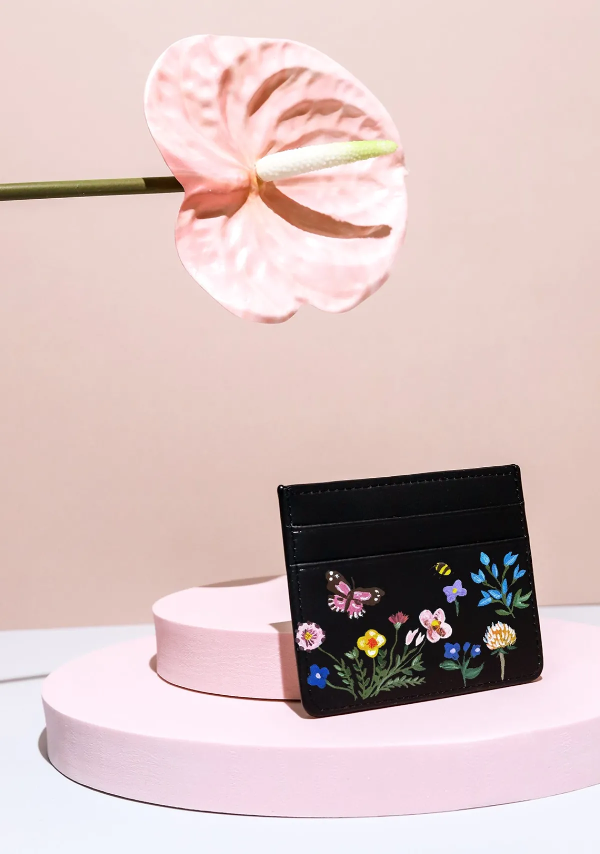 Shop Alepel Pressed Flowers Black Cardholder