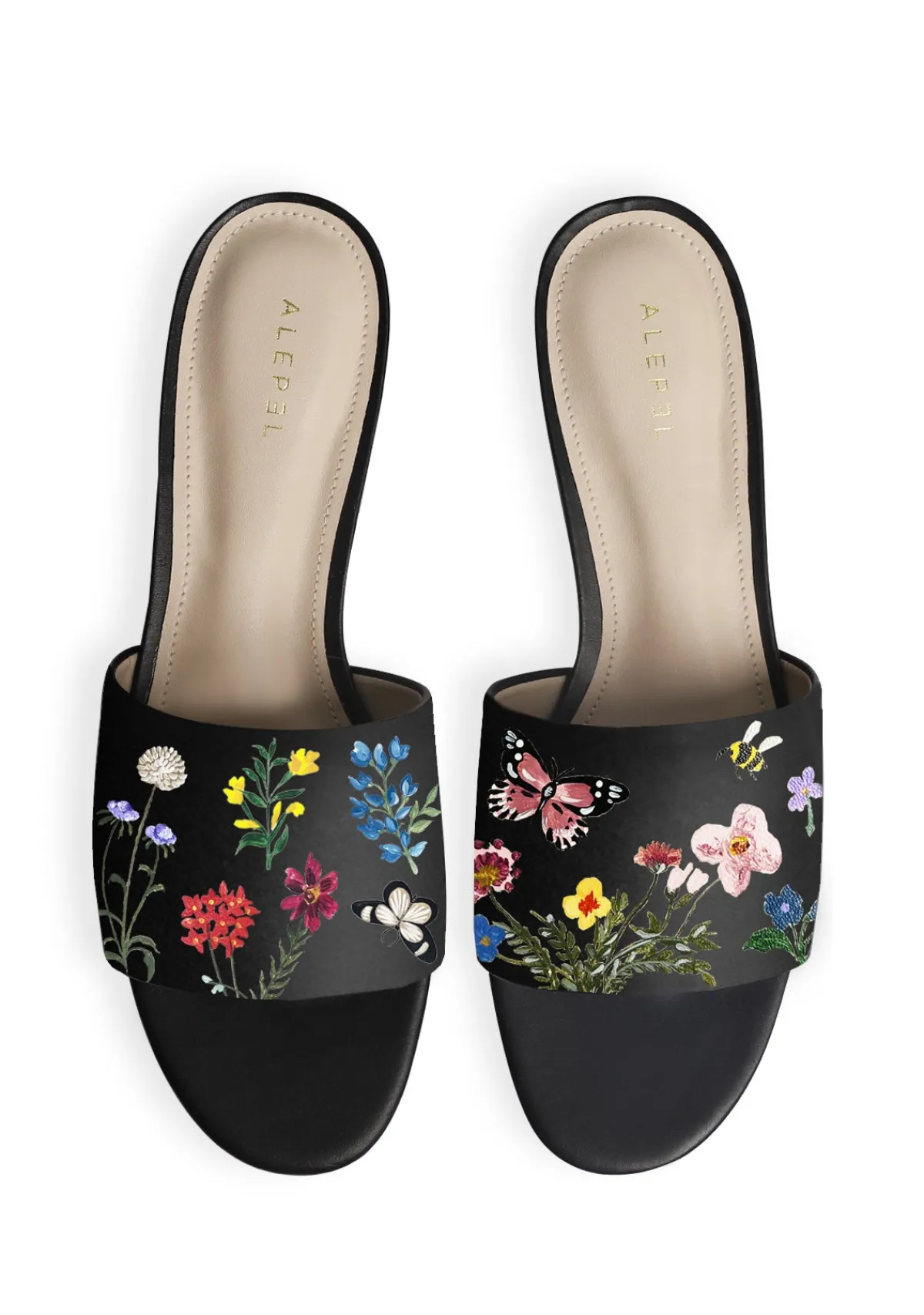 Clearance Alepel Pressed Flowers Black Slide