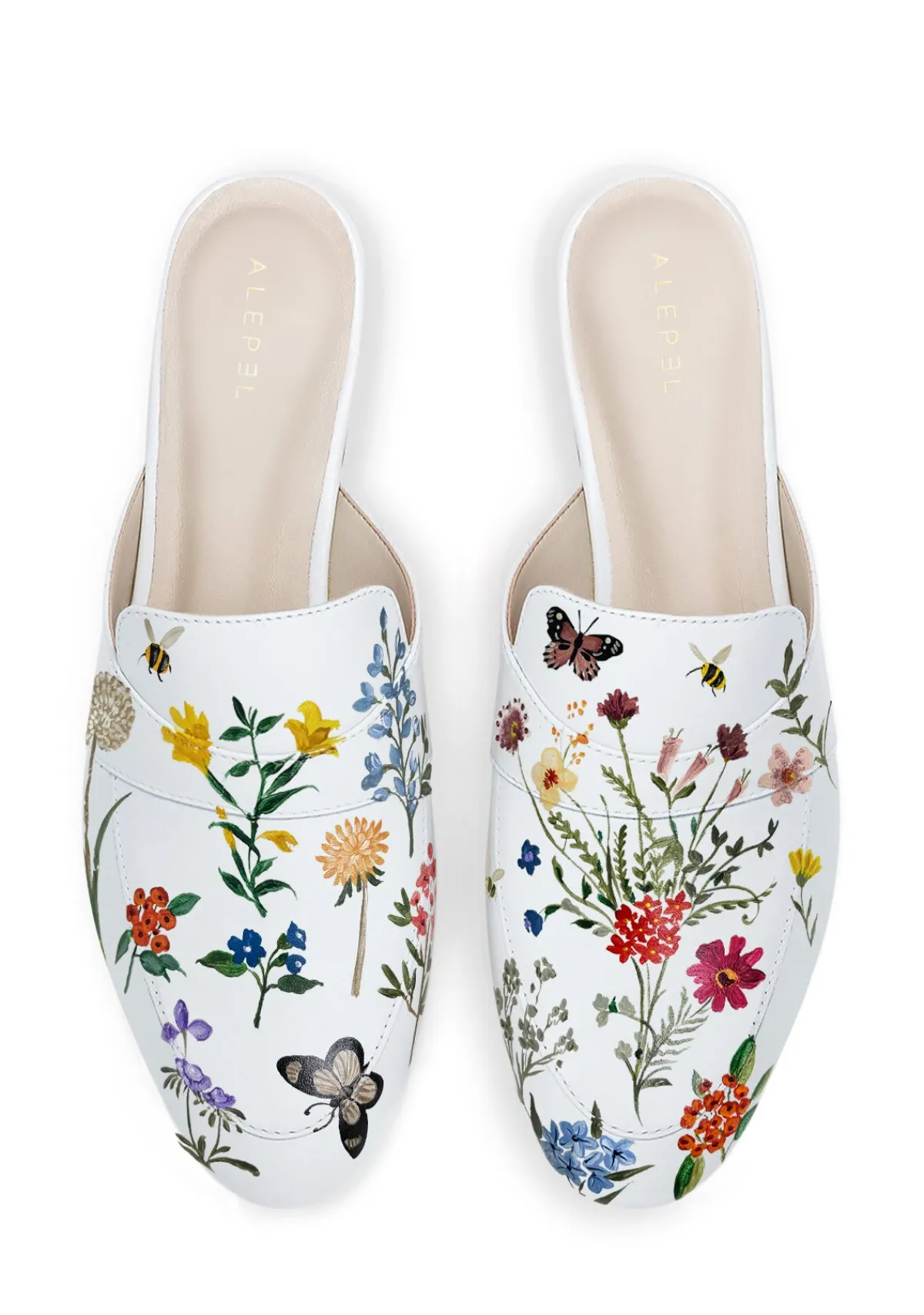 Cheap Alepel Pressed Flowers White Mule