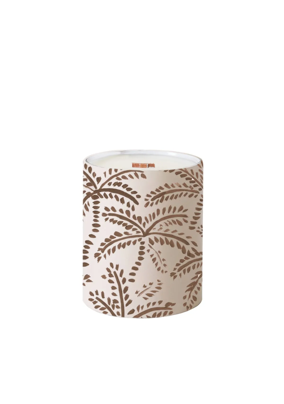 Fashion Alepel Taupe Abstract Palms Beige Candle